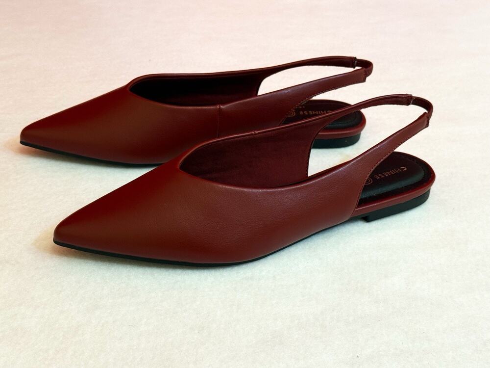 Sz 40 US 9.5  Chin Laundry Burgundy Slingback Pointed Toe Flats Shoes Trendy